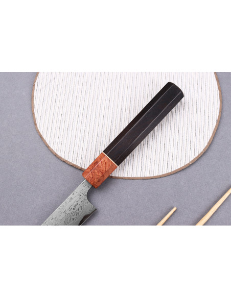 Faca sujihiki de 21 cm Toshihiro Wakui Aogami 2 laminado damasco artesanato japonês