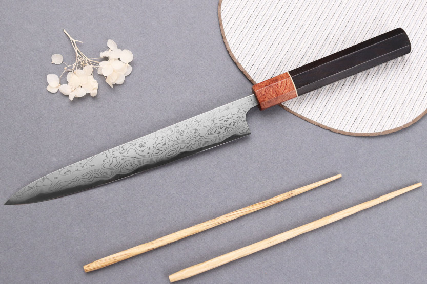 Faca sujihiki de 21 cm Toshihiro Wakui Aogami 2 laminado damasco artesanato japonês