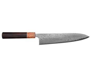 Kokk kniv 21cm Toshihiro Wakui Aogami 2 laminert damask, håndlaget i Japan