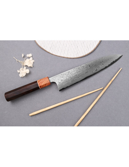 Kokki ' s veitsi 21cm Toshihiro Wakui Aogami 2 laminoitu damasti, käsintehty Japanissa