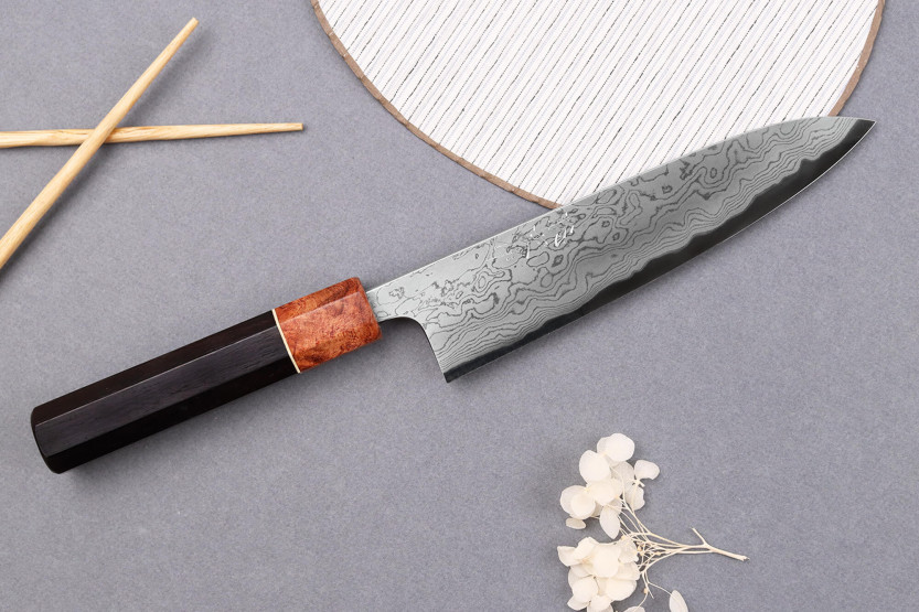 18 cm Toshihiro Wakui Aogami 2 laminert damask kokkekniv, japansk håndlaget