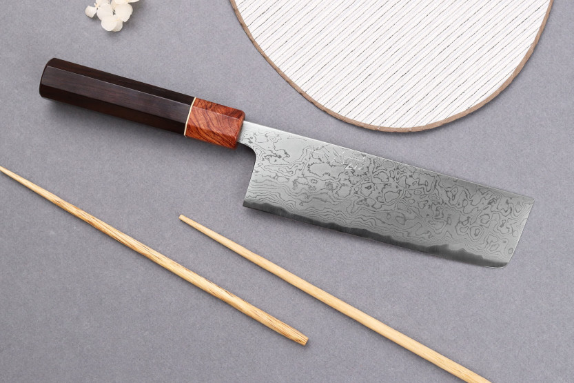 coltello nakiri 16,5cm japonais artisanal Toshihiro Wakui Aogami 2 damas laminé
