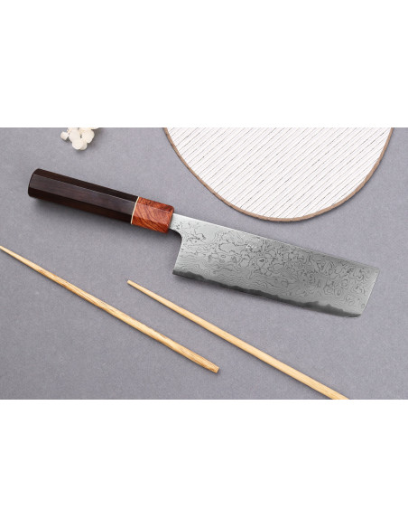 nakiri kniv 16,5cm japonais artisanal Toshihiro Wakui Aogami 2 damas laminé