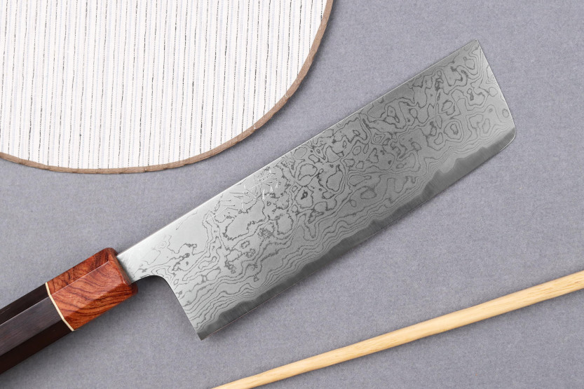 nakiri veitsi 16,5cm japonais artisanal Toshihiro Wakui Aogami 2 damas laminé