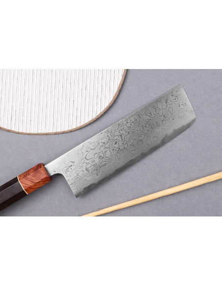 nakiri kniv 16,5cm japonais artisanal Toshihiro Wakui Aogami 2 damas laminé