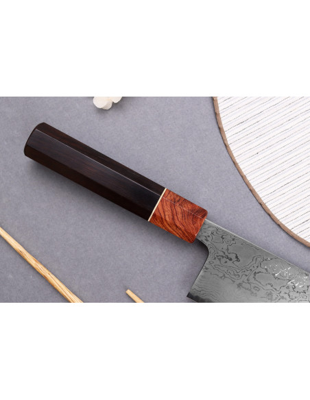 nakiri knife 16,5cm japonais artisanal Toshihiro Wakui Aogami 2 damas laminé