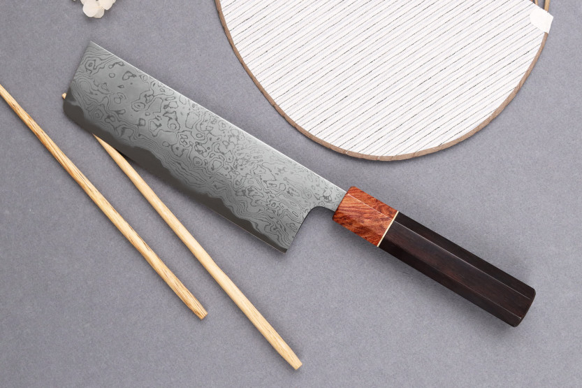 nakiri veitsi 16,5cm japonais artisanal Toshihiro Wakui Aogami 2 damas laminé