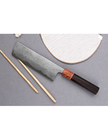nakiri knife 16,5cm japonais artisanal Toshihiro Wakui Aogami 2 damas laminé
