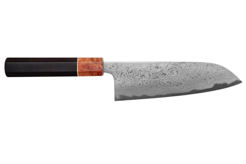 16,5 cm Toshihiro Wakui Aogami 2 damasco laminato coltello santoku, giapponese fatto a mano