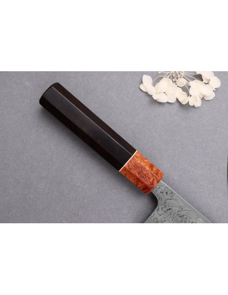 16,5cm Toshihiro Wakui Aogami 2 damask laminated santoku knife, japanese handmade