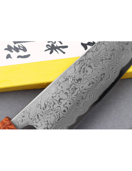 16,5 cm Toshihiro Wakui Aogami 2 damask laminert santokukniv, japansk håndlaget