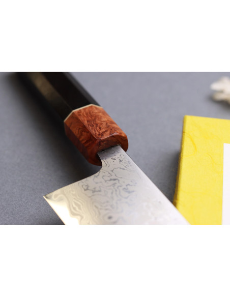 16,5cm Toshihiro Wakui Aogami 2 damask laminated santoku knife, japanese handmade