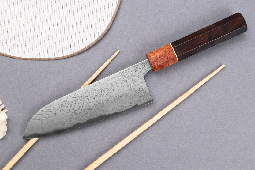 16,5cm Toshihiro Wakui Aogami 2 damastilaminoidut santoku veitset, japanilainen käsintehty veitsi