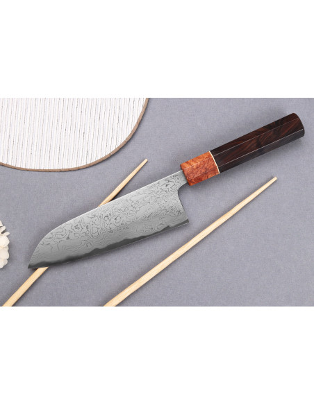 santokumesser 16,5cm japanisch handgefertigt Toshihiro Wakui Aogami 2 Damast laminiert