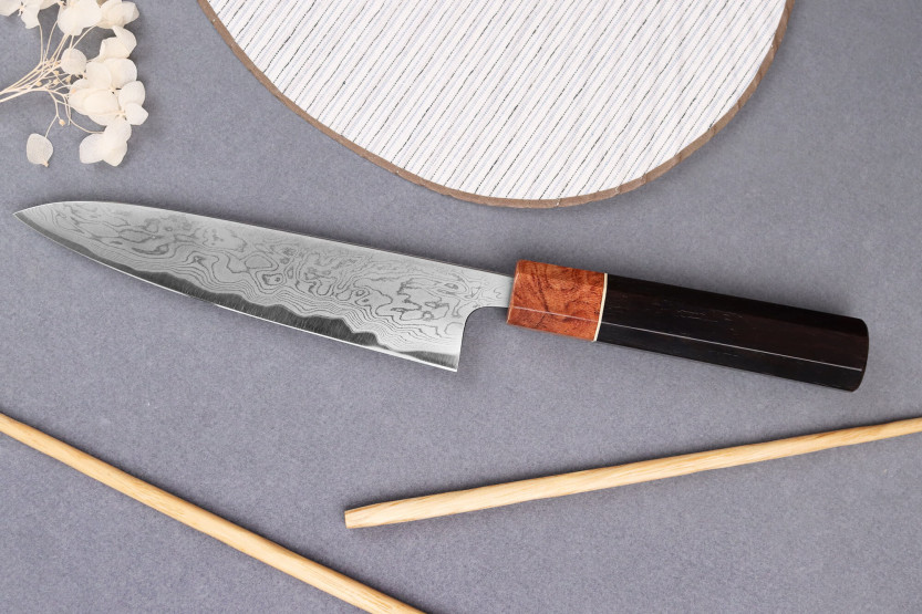 15 cm Toshihiro Wakui Aogami 2 lamineret damask japansk håndlavet kniv til alle formål