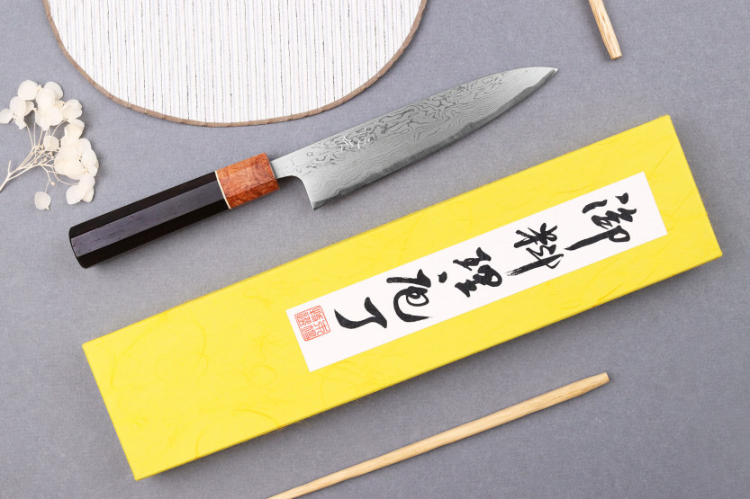 Universalmesser 15cm japanisch handgefertigt Toshihiro Wakui Aogami 2 Damast laminiert
