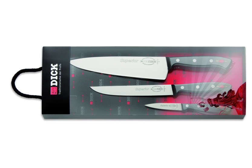Set of 3 DICK SUPERIOR chef+universal+office professional kitchen knives