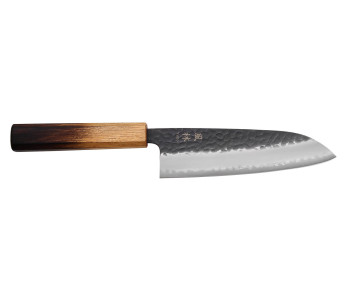 faca santoku japonesa de 16,5 cm Yuzo Black AS carvalho queimado