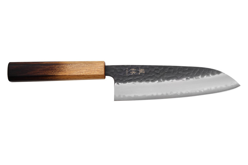 16,5 cm japansk santokukniv Yuzo Black AS brændt eg