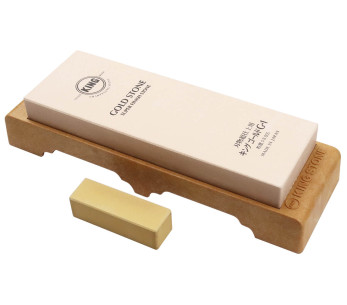 Japanse slijpsteen King Gold Super Finish korrel 8000 met houder + Nagura steen