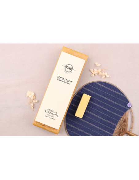 Pedra de afiar japonesa King Gold Super Finish grão 8000 com suporte + pedra Nagura