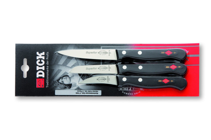 Set de 3 cuchillos de cocina profesionales DICK SUPERIOR pelador+vegetal+universal