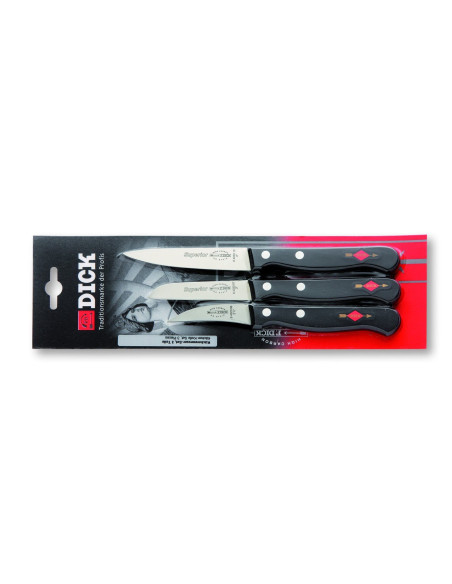 Conjunto de 3 facas de cozinha profissionais DICK SUPERIOR descascador+vegetais+universal
