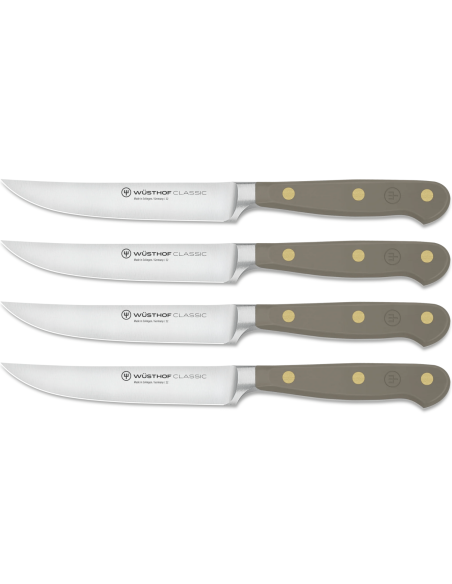 Set of 4 Wusthof Classic Colour Velvet Oyster forged steak knives 12cm blade