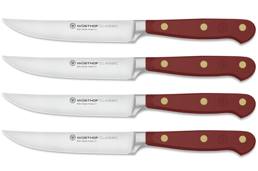 Sæt med 4 Wusthof Classic Colour Tasty Sumac smedede steakknive med 12 cm blad