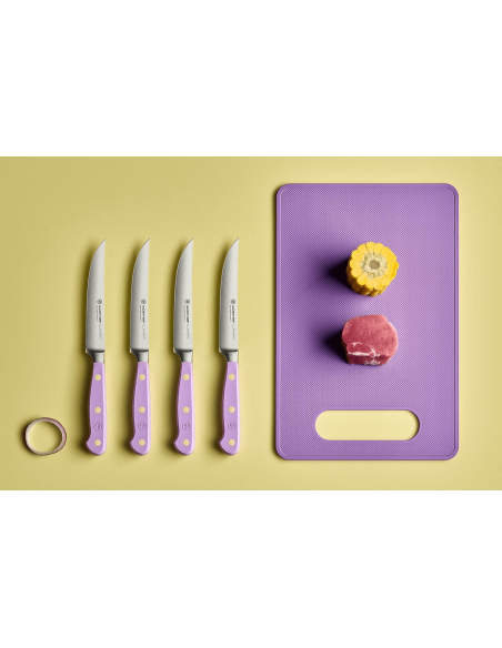 Set di 4 coltelli da bistecca forgiati Wusthof Classic Colour Purple Yam, lama da 12 cm
