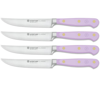 Juego de 4 cuchillos de carne forjados Wusthof Classic Colour Purple Yam, hoja de 12 cm