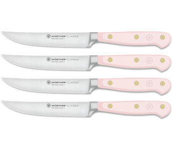 Set van 4 Wusthof Classic Colour Pink Himalayan Salt gesmede steakmessen, lemmet 12 cm