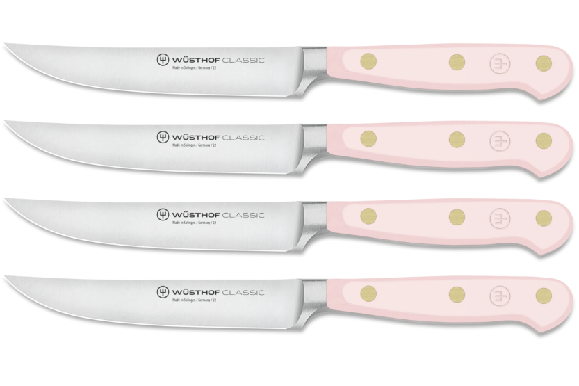 Conjunto de 4 facas para bifes forjadas Wusthof Classic Colour Pink Himalayan Salt, lâmina de 12 cm