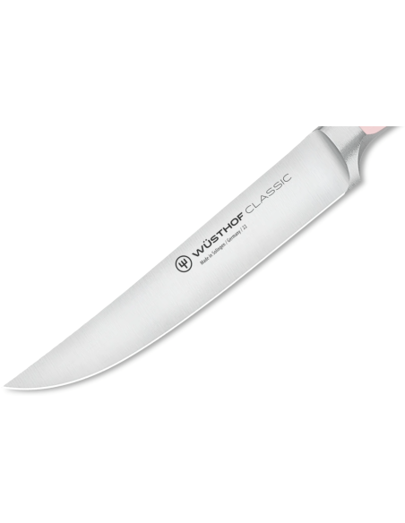 Sett med 4 Wusthof Classic Colour Pink Himalayan Salt smidde biffkniver, 12 cm blad