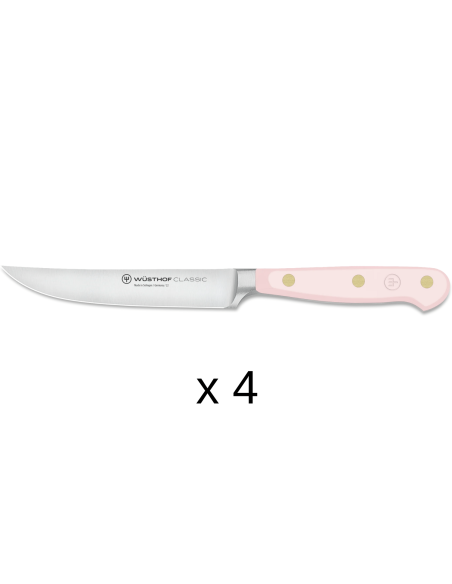 Set di 4 coltelli da bistecca forgiati Wusthof Classic Colour Pink Himalayan Salt, lama da 12 cm