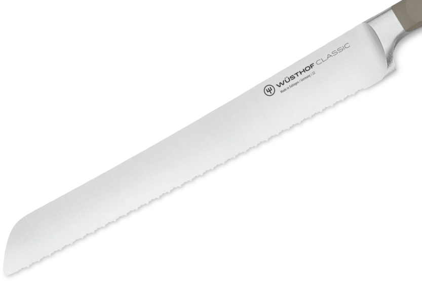 Wusthof Classic Colour Velvet Oyster smedet brødkniv 23 cm mikroslebet blad
