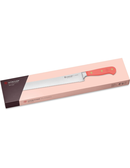 Wusthof Classic Colour Coral Peach taottu leipäveitsi 23cm mikrohammastettu terä