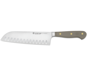 Wusthof Classic Colour Velvet Oyster smidd santokukniv 17cm med granton edge blad