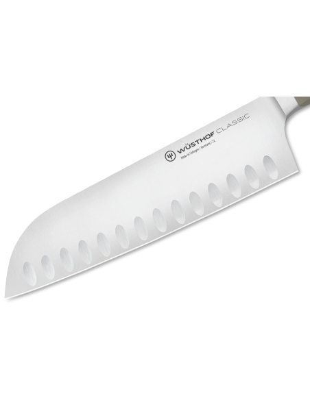 Wusthof Classic Colour Velvet Oyster geschmiedetes santokumesser mit 17cm mit Kullen