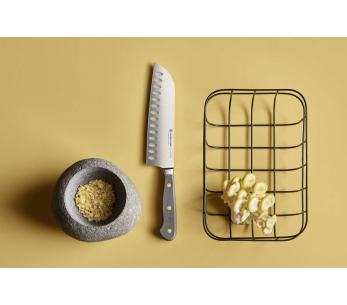faca santoku forjada Wusthof Classic Colour Velvet Oyster com lâmina com convinhas17 cm 2