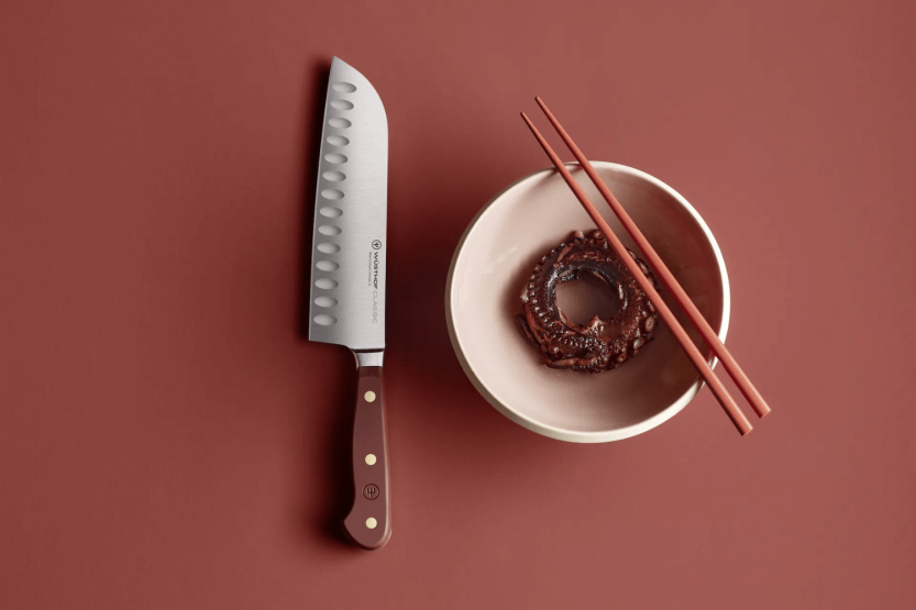 Wusthof Classic Colour Tasty Sumac santoku knife 17cm with granton edgeblade