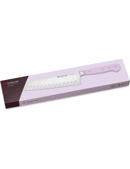 Wusthof Classic Colour Purple Yam forged santoku knife 17cm with granton edgeblade