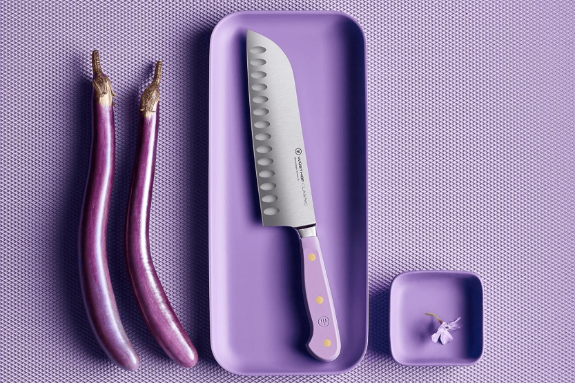 Cuchillo santoku forjado Wusthof Classic Colour Purple Yam con hoja con borde grantonde 17 cm