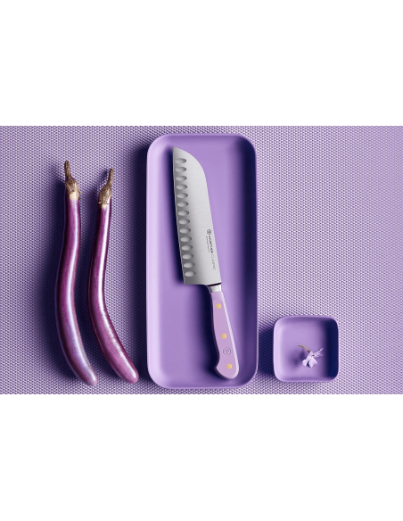 Wusthof Classic Colour Purple Yam gesmeed santoku mes 17cm met granton lemmet