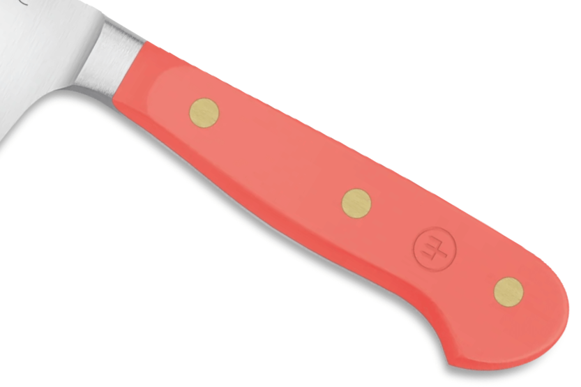 faca santoku forjada Wusthof Classic Colour Coral Peach com lâmina com convinhas17 cm