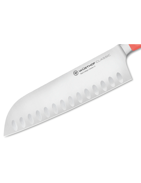 Wusthof Classic Colour Coral Peach smidd santoku-kniv 17 cm med granton-eggblad