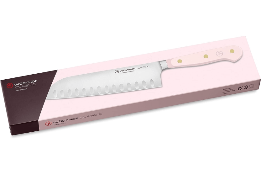 Wusthof Classic Colour Pink Himalayan Salt smidd santokukniv 17cm med granton edge blad
