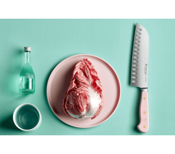 Wusthof Classic Colour Pink Himalayan Salt smidd santoku-kniv 17 cm med granton-eggblad 2