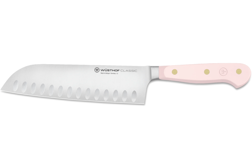 Wusthof Classic Colour Pink Himalayan Salt smedet santoku-kniv 17 cm med granton edge-blad