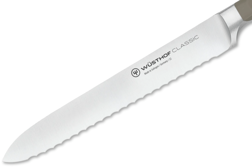 Wusthof Classic Colour Velvet Oyster gesmeed worstmes 14cm gekarteld lemmet